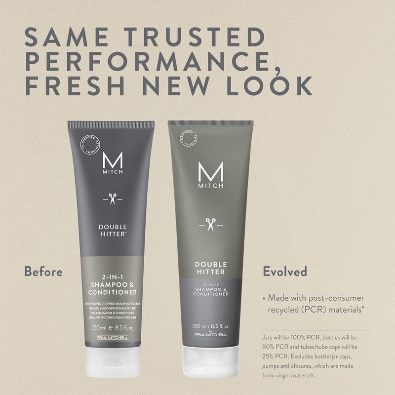 MITCH by Paul Mitchell Double Hitter 2-in-1 Shampoo and Conditioner for Men - 33.8 fl. oz. - Image 2