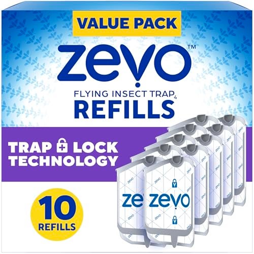Zevo Flying Insect Trap Official Refill Cartridges - Fits Both Zevo Trap & MAX Indoor Fly Trap - Authentic Trap+Lock Technology to Catch Gnats, House & Fruit Flys (10 Official Refill Cartridges) - Image 1