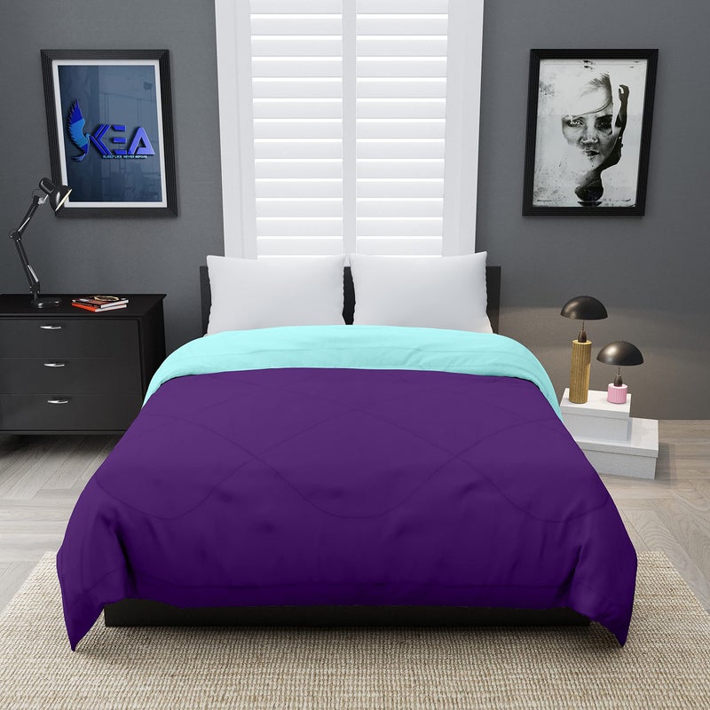 KEA Microfibre Reversible Double Bed King Size Comforter/Duvet for All Weather(Purple & Aqua, 250 GSM)|Comforter Double - Image 3