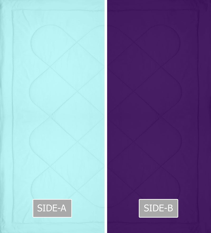 KEA Microfibre Reversible Double Bed King Size Comforter/Duvet for All Weather(Purple & Aqua, 250 GSM)|Comforter Double - Image 5
