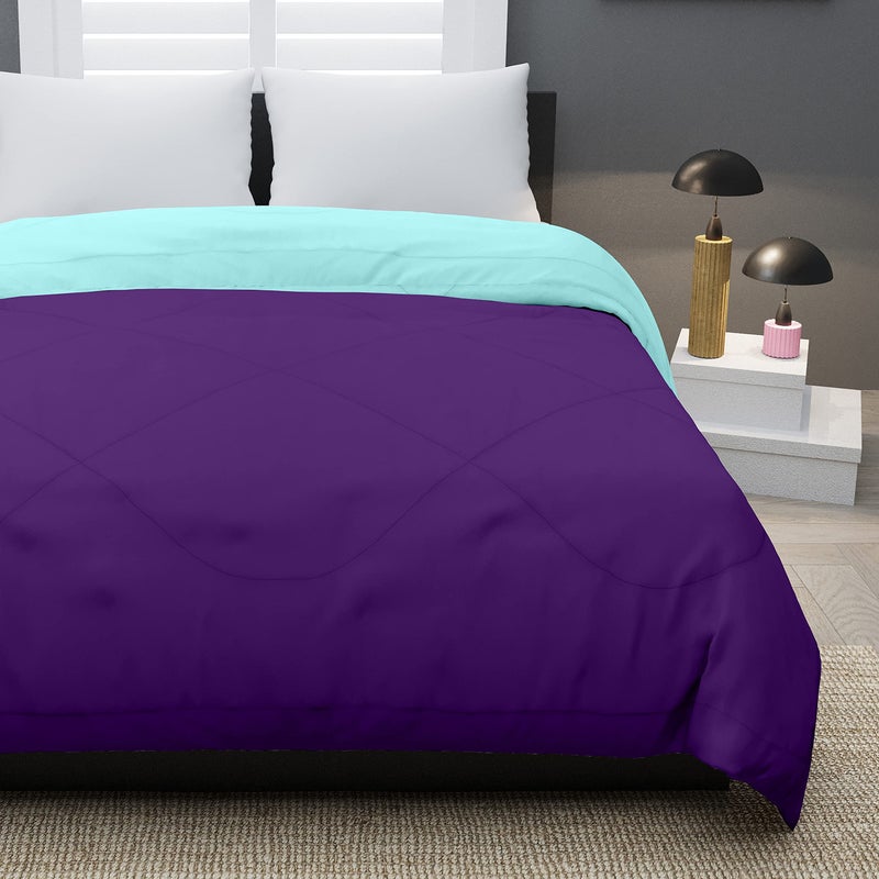 KEA Microfibre Reversible Double Bed King Size Comforter/Duvet for All Weather(Purple & Aqua, 250 GSM)|Comforter Double - Image 4