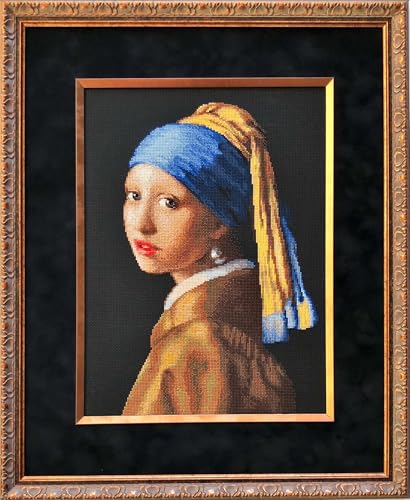 RIOLIS Girl with a Pearl Earring After J Vermeer 100063 Cross Stitch Kits 11x15Cross Stitch Kits for Beginners Advanced Crossstitching Kit Adult Embroidery Counted Stitching Kit - Image 1