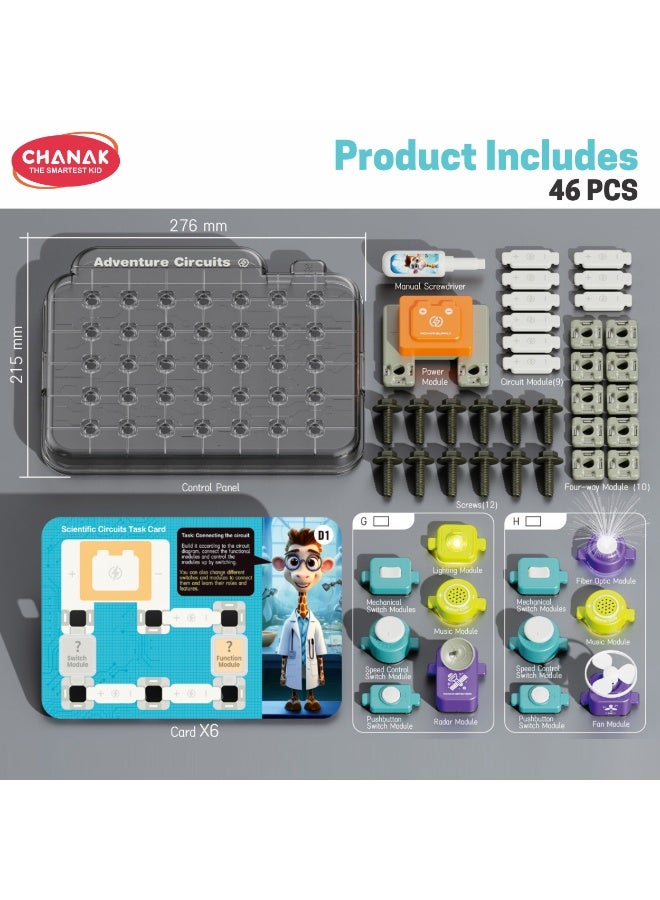 Chanak Scientific Circuits Diy Steam Kit For Kids, 46 Pieces With 6 Experiment Cards & 2 Mixed Sets, Educational Electric Circuit Learning Toy With Light, Fan & Switch Modules - Image 3
