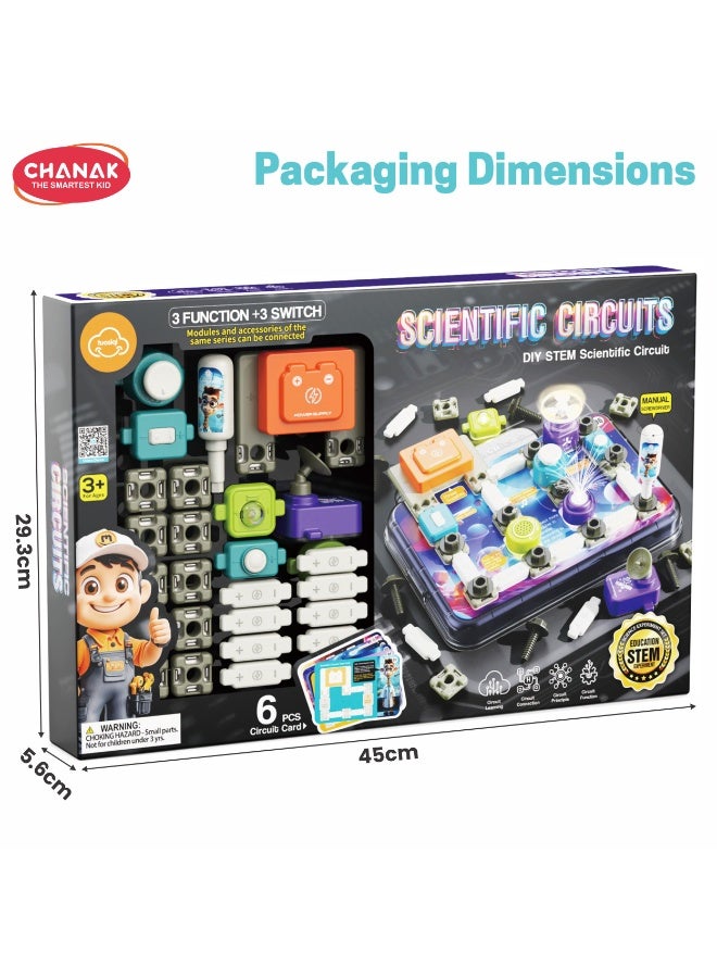 Chanak Scientific Circuits Diy Steam Kit For Kids, 46 Pieces With 6 Experiment Cards & 2 Mixed Sets, Educational Electric Circuit Learning Toy With Light, Fan & Switch Modules - Image 2