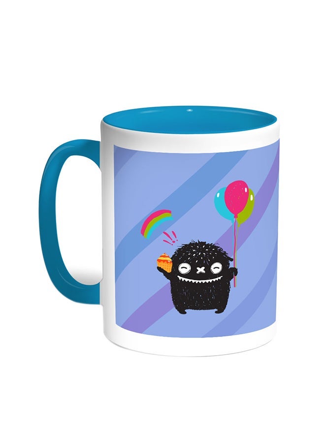 RYN Cartoon Drawing - The Joy Of Eid Printed Coffee Mug Turquoise/White 11ounce