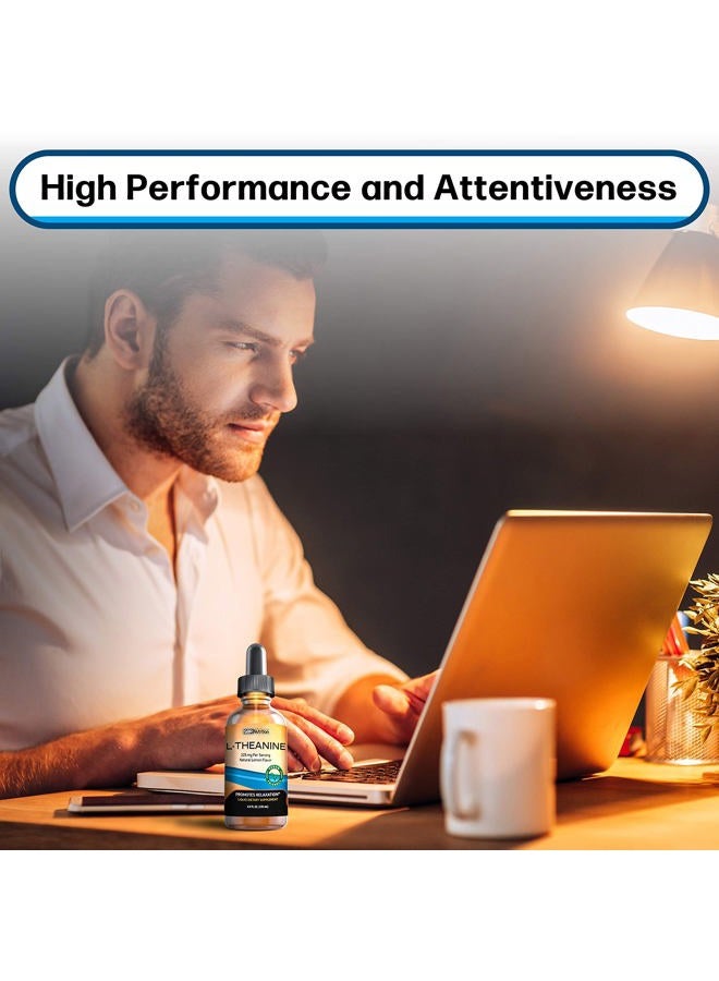 Liquid L-Theanine Drops | All Natural, Vegan, Alcohol Free, Non-GMO | for Sleep Aid, Calm, Relaxation, Focus Without Drowsiness | Synergistic with Coffee or Caffeine