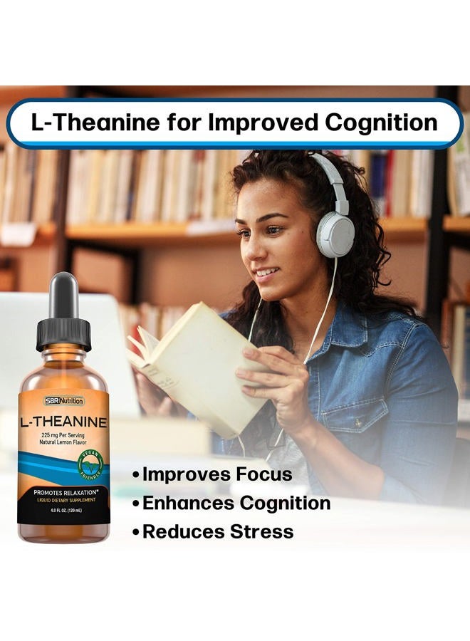 Liquid L-Theanine Drops | All Natural, Vegan, Alcohol Free, Non-GMO | for Sleep Aid, Calm, Relaxation, Focus Without Drowsiness | Synergistic with Coffee or Caffeine