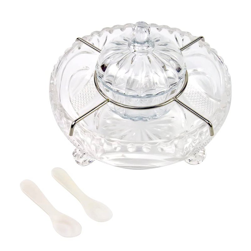 DUEBEL Glass Caviar Dish 1 PumpkinShape Glass Divided Serving Set Plus 2 pcs x Mother of Pearl Spoon Caviar Chiller Shrimp Serving Dish for Kitchen Bar Restaurant Catering Events - Image 2