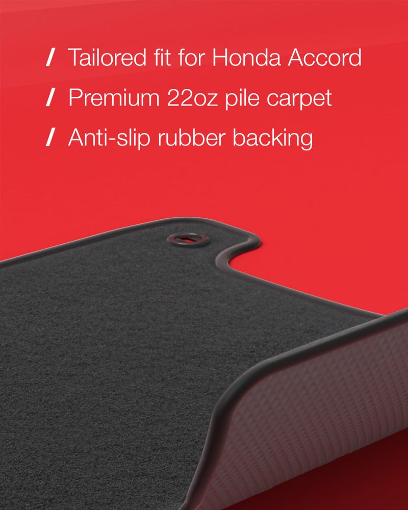Nordstrand Floor Mats for Honda Accord 2013-2017 - Tailored 3D Fit - Front & Rear Set of 4 - Anti-Slip Backing - 22oz Carpet Mat Heavy Duty - All Weather Car Liner Floormats (Honda Accord IX) - Image 2