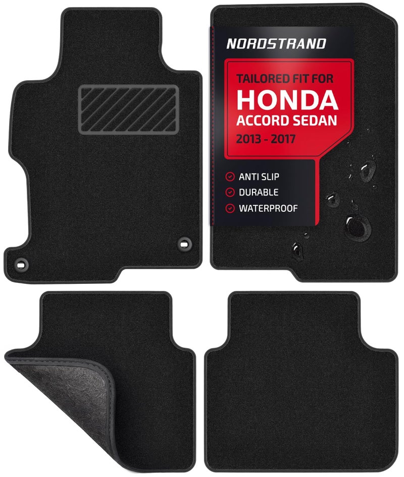 Nordstrand Floor Mats for Honda Accord 2013-2017 - Tailored 3D Fit - Front & Rear Set of 4 - Anti-Slip Backing - 22oz Carpet Mat Heavy Duty - All Weather Car Liner Floormats (Honda Accord IX) - Image 1