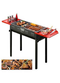 Generic Portable Charcoal Grill Outdoor Stainless Steel Grill Folding Charcoal Grill for Cooking Camping Hiking Picnic Patio Backyard (Black)  - Image 1