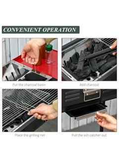 Generic Portable Charcoal Grill Outdoor Stainless Steel Grill Folding Charcoal Grill for Cooking Camping Hiking Picnic Patio Backyard (Black)  - Image 4