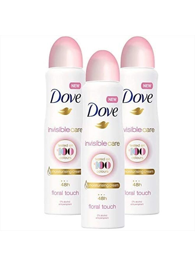 Dove بخاخ الجسم Invisible Care، لمسة زهرية - 250 مل / 8.45 أونصة سائلة (عبوة من 3 قطع)