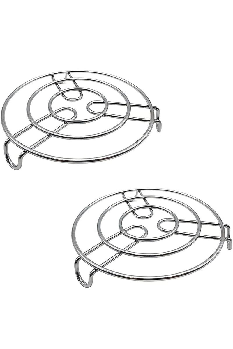4EV7 Universal Cooker Stand with Adjustable Height - Portable and Easy to Assemble Stainless Steel Cooker Streaming Tray Stream Heavy Stainless Steel cookware Tool Set of 2 - Image 1