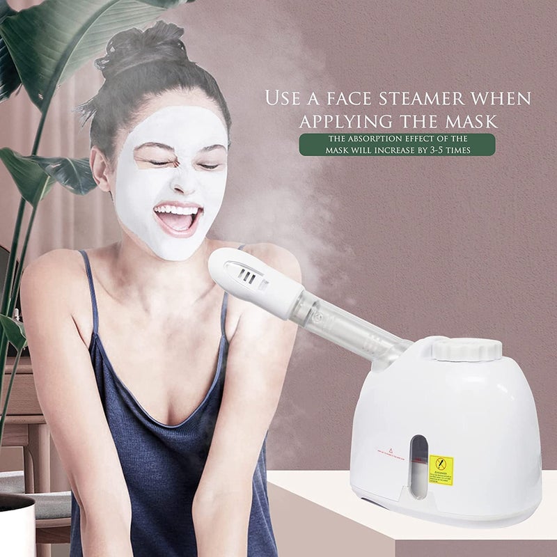 Cinidy 2 in 1 Facial Steamer and Hair Steamer Face Sauna Humidifier Hot Mist Moisturizing for For Cold and Cough Nose Facial SPA Skin Care Salon and home full white colour - Image 5