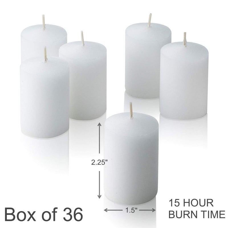 Light In The Dark White Votive Candles - Box of 36 Unscented Bulk Candles - 15 Hour Burn Time - for Weddings, Restaurants, Parties, Spa and Decorations. - Image 5
