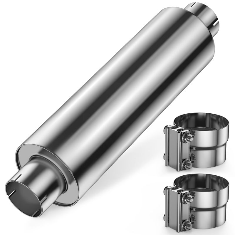 JY Performance 5 inch Muffler Diesel Muffler 8 x 24 Body 30 Whole Length Straight Through Stainless Steel Welded On Resonator Muffler with Clamp
