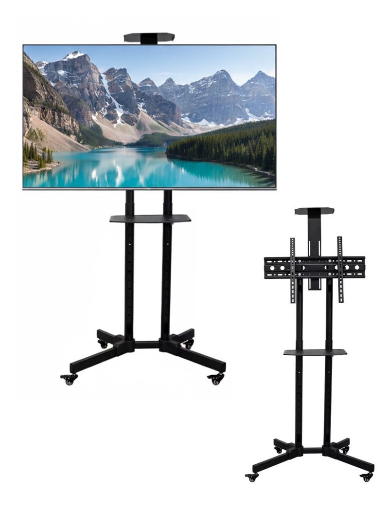 إيه جي دي عربة تلفزيون متحركة، قابل للتعديل، من 32 حتى 75 بوصة، مع حامل موبايل، للاجتماعات والمؤتمرات والمعارض - Image 4