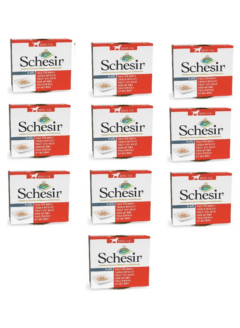 Schesir 10PC Dog Wet Food-Chicken Fillets With Beef 150g - Image 1