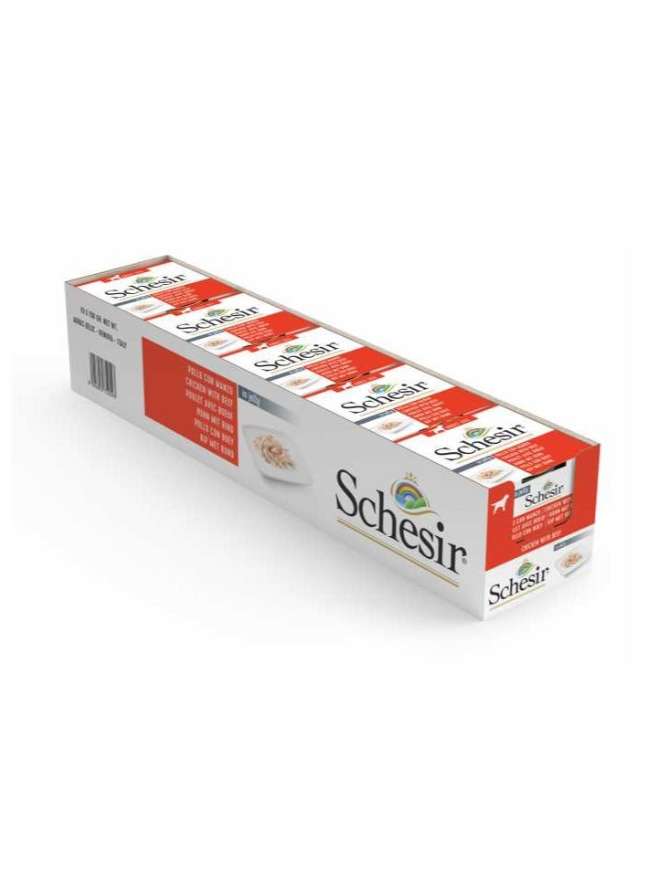 Schesir 10PC Dog Wet Food-Chicken Fillets With Beef 150g - Image 4
