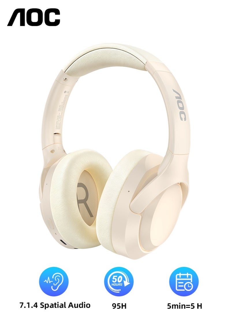 AOC CP1 Wireless Hybrid Dual-Feed ANC Headphones, 95H Playtime, Lightweight 220g Comfort for Long Wear, Hi-Res Audio, 7.1.4 Spatial Surround Sound, 40mm Drivers, Bluetooth 6.0 - Image 1