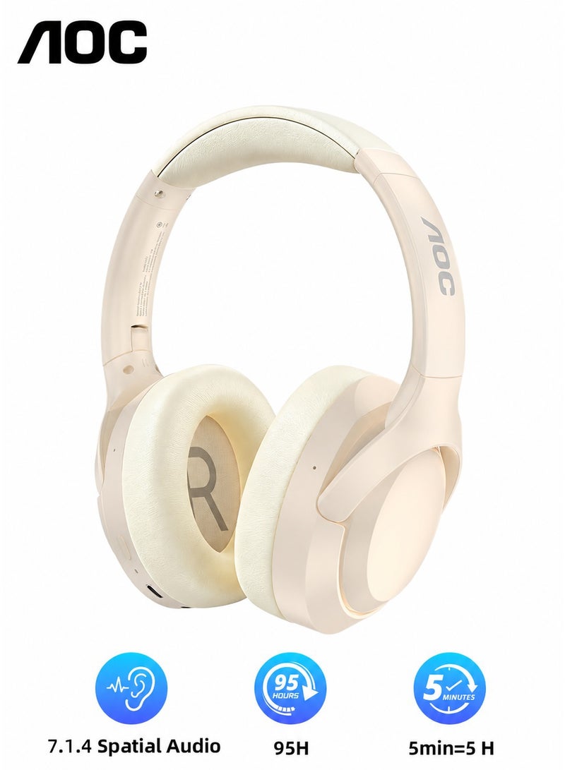 AOC CP1 Wireless Hybrid Dual-Feed ANC Headphones, 95H Playtime, Lightweight 220g Comfort for Long Wear, Hi-Res Audio, 7.1.4 Spatial Surround Sound, 40mm Drivers, Bluetooth 6.0 - Image 1