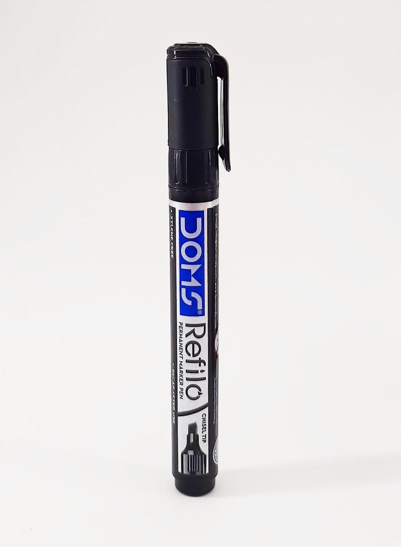 DOMS Permanent Marker Pen Chisel Tip Black Colour, Pack of 12 piece - Image 2