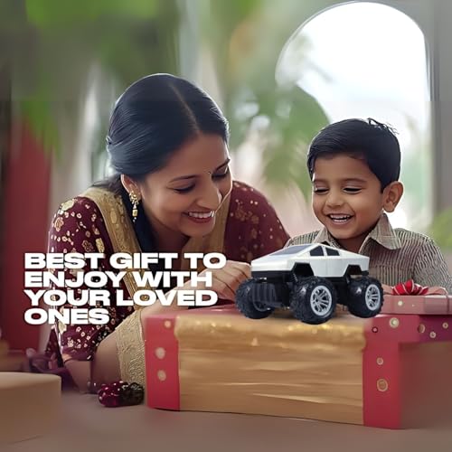 Popsugar Off Roader Rechargeable Remote Control Car | RC Car Monster Truck | 4 Headlight Modes | Lithium Battery | C-Type Charging | 2.4GHz Remote Controller | Made in India, Silver - Image 4