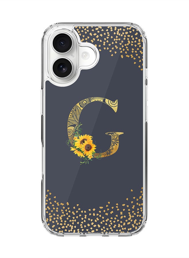Stylizedd Classic Clear MagSafe Case for iPhone 17 , Hybrid Soft Case Flexible Edges Anti Drop TPU PC Gel Thin Transparent Cover [ Designed for iPhone 17 ] - Custom Monogram Initial Letter Floral Pattern Alphabet - G  (Grey )