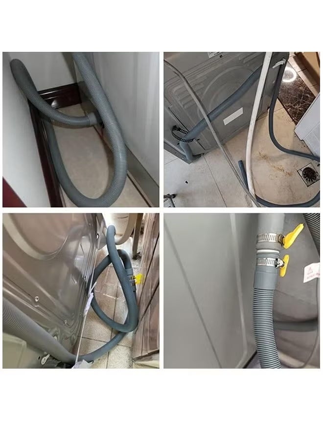 Dishwasher Washing Machine Drain Hose Extension 2M Flexible Corrugated Washer Drain Hose with 1 Adapter 1 U-Bend Holder and 4 Hose Clamps - Image 5