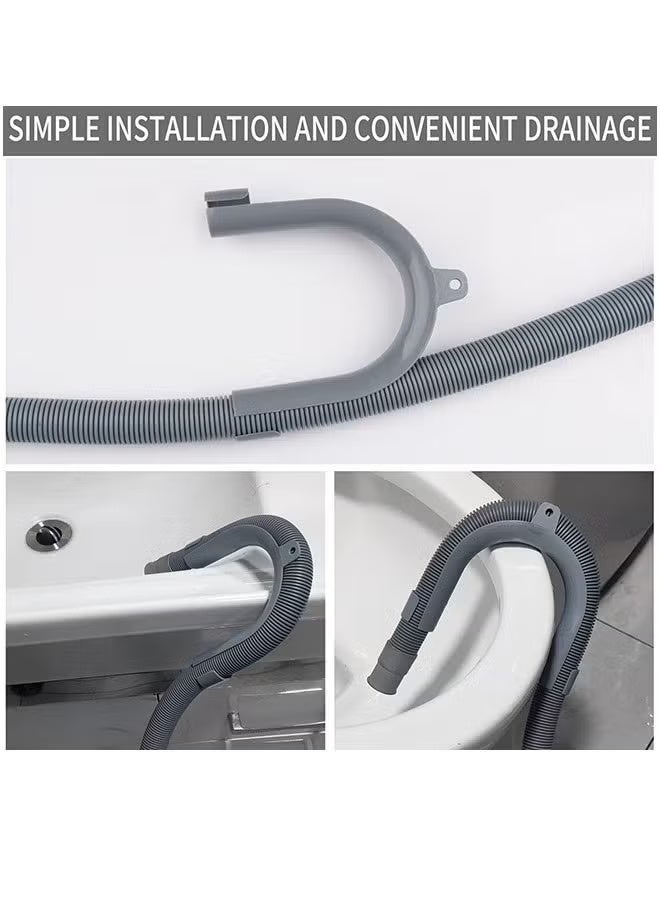 Dishwasher Washing Machine Drain Hose Extension 2M Flexible Corrugated Washer Drain Hose with 1 Adapter 1 U-Bend Holder and 4 Hose Clamps - Image 3