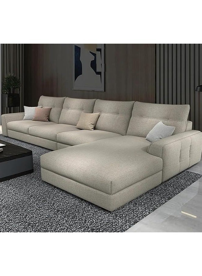 KARNAK Karnak Harley Jumbo L-Shaped Sofa – Beige Cotton Linen for Living Room Left Side  - Image 1