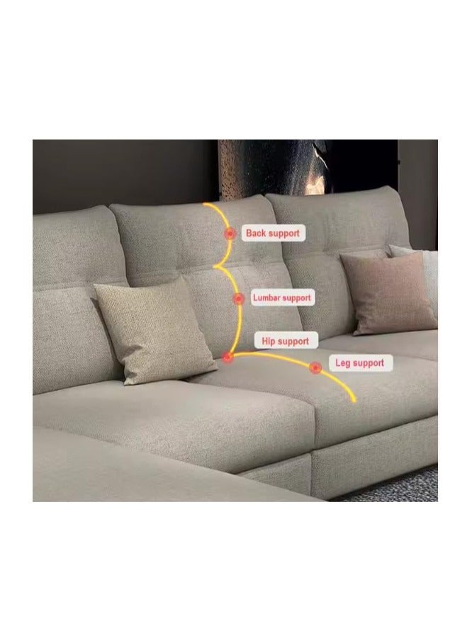 KARNAK Karnak Harley Jumbo L-Shaped Sofa – Beige Cotton Linen for Living Room Left Side  - Image 2