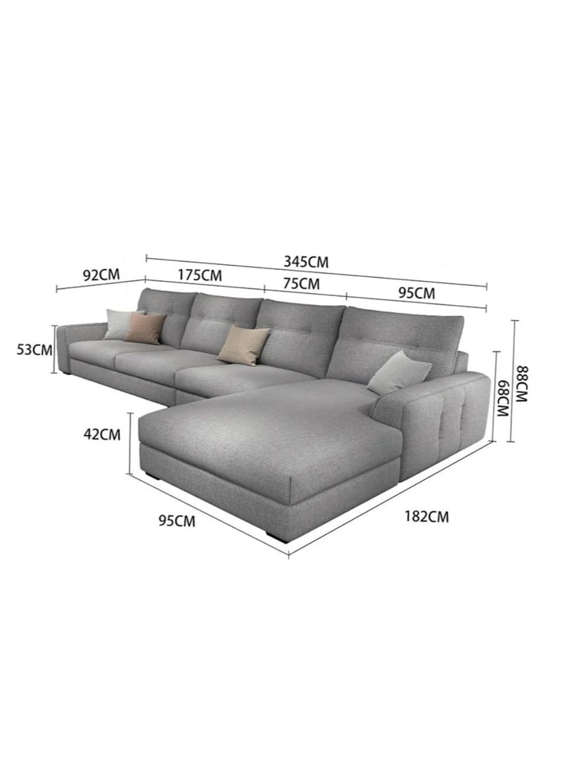 KARNAK Karnak Harley Jumbo L-Shaped Sofa – Beige Cotton Linen for Living Room Left Side  - Image 4
