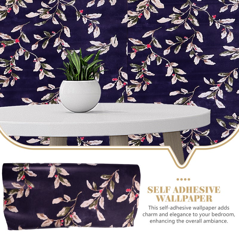 2 Rolls Bedroom Flower Wallpaper Peel and Stick Wall Decal Room Decoration for Home Office (2 Meters) - Image 4