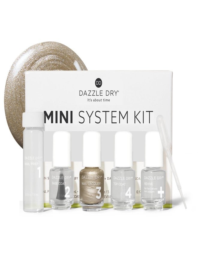 Dazzle Dry Mini Kit 4 Step System - Illuminate - A bright champagne gold. Full-coverage metallic. (5 Piece Kit / 5 Manicures) - Image 1