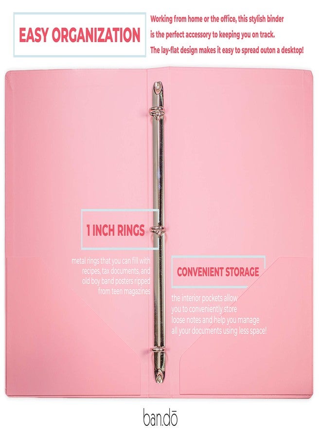 ban.do Hardcover 3 Ring Binder with 1 Inch Rings, School and Office Organizer for Letter Size Paper, I Am Very Busy (Pink) - Image 2