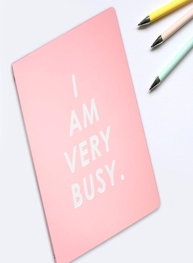 ban.do Hardcover 3 Ring Binder with 1 Inch Rings, School and Office Organizer for Letter Size Paper, I Am Very Busy (Pink) - Image 4