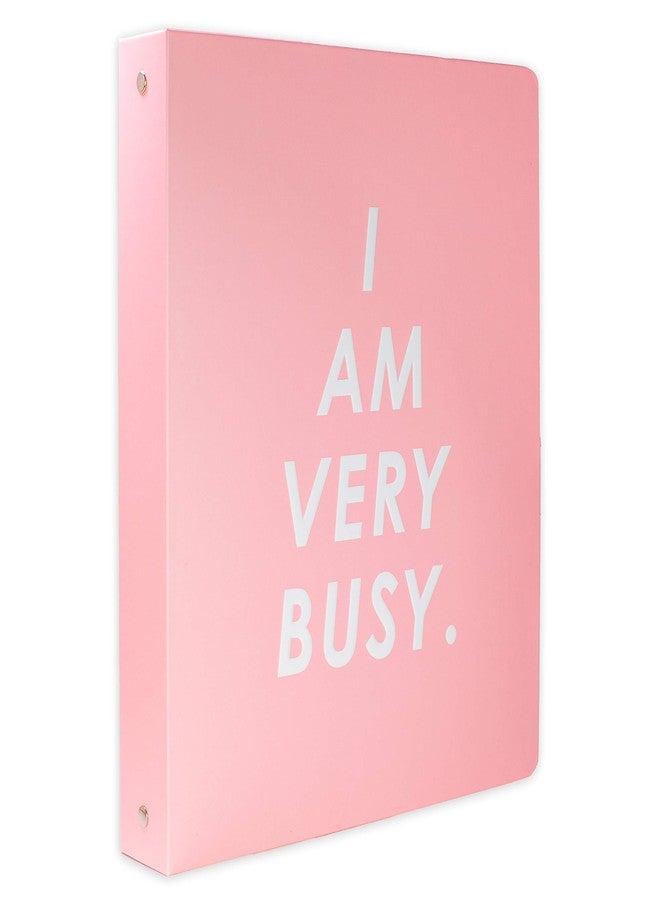ban.do Hardcover 3 Ring Binder with 1 Inch Rings, School and Office Organizer for Letter Size Paper, I Am Very Busy (Pink) - Image 1