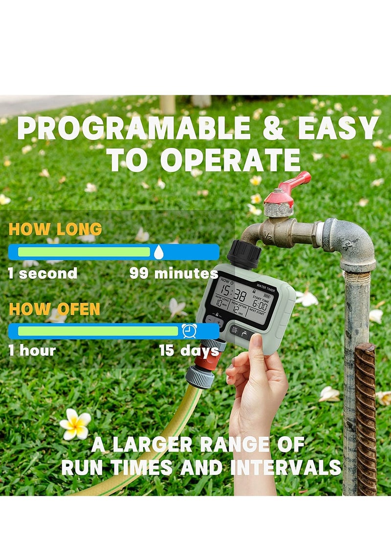 Taimi - Digital Water Timer, Sprinkler Timer Programmable with Rain Delay, Garden Hose Timers for Watering Large LCD Display, Manual Irrigation Mode, IPX5 Waterproof Lawn Patio Farm - Image 1
