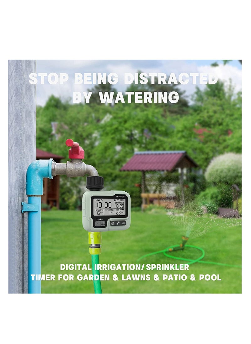 Taimi - Digital Water Timer, Sprinkler Timer Programmable with Rain Delay, Garden Hose Timers for Watering Large LCD Display, Manual Irrigation Mode, IPX5 Waterproof Lawn Patio Farm - Image 1