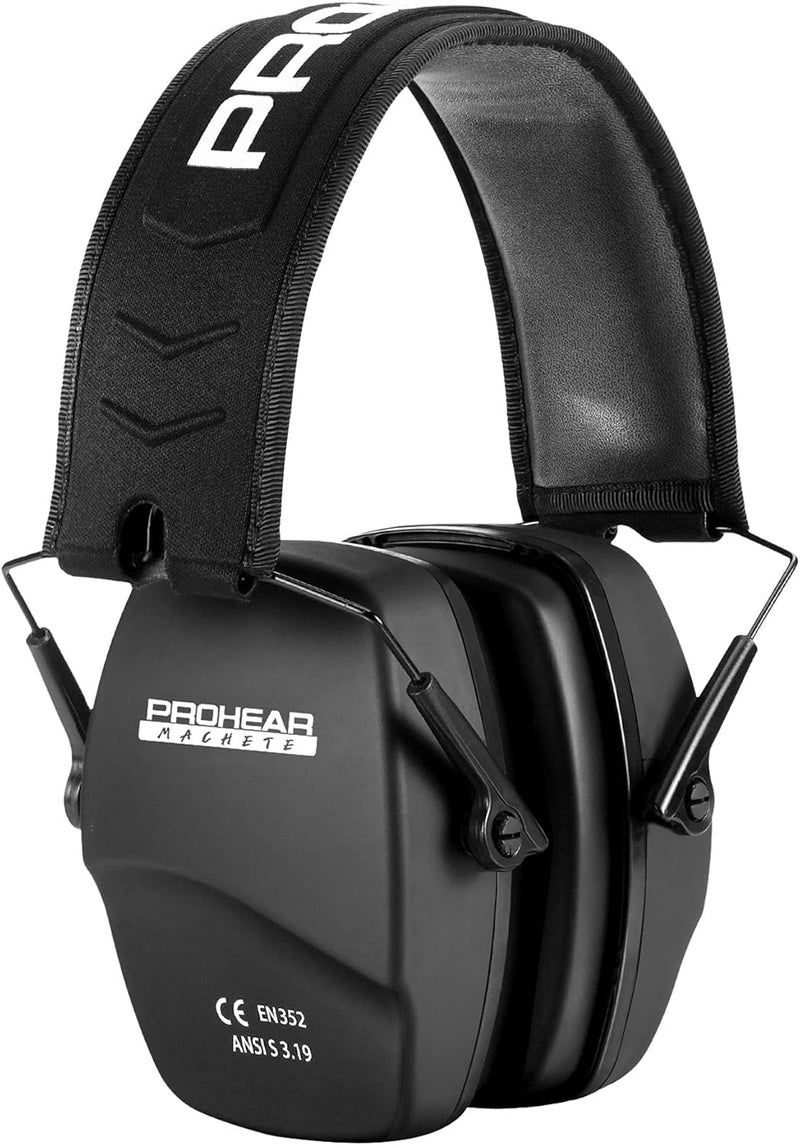 PROHEAR 016 Ear Protection Safety Earmuffs for Shooting, NRR 26dB Noise Reduction Slim Passive Hearing Protector with Low-Profile Earcups, Compact Foldable Ear Defenders for Gun Range, Hunting (Black) - Image 1