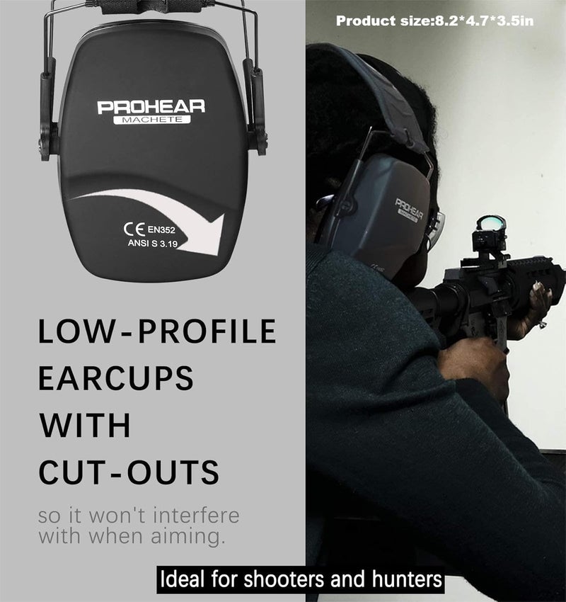 PROHEAR 016 Ear Protection Safety Earmuffs for Shooting, NRR 26dB Noise Reduction Slim Passive Hearing Protector with Low-Profile Earcups, Compact Foldable Ear Defenders for Gun Range, Hunting (Black) - Image 3