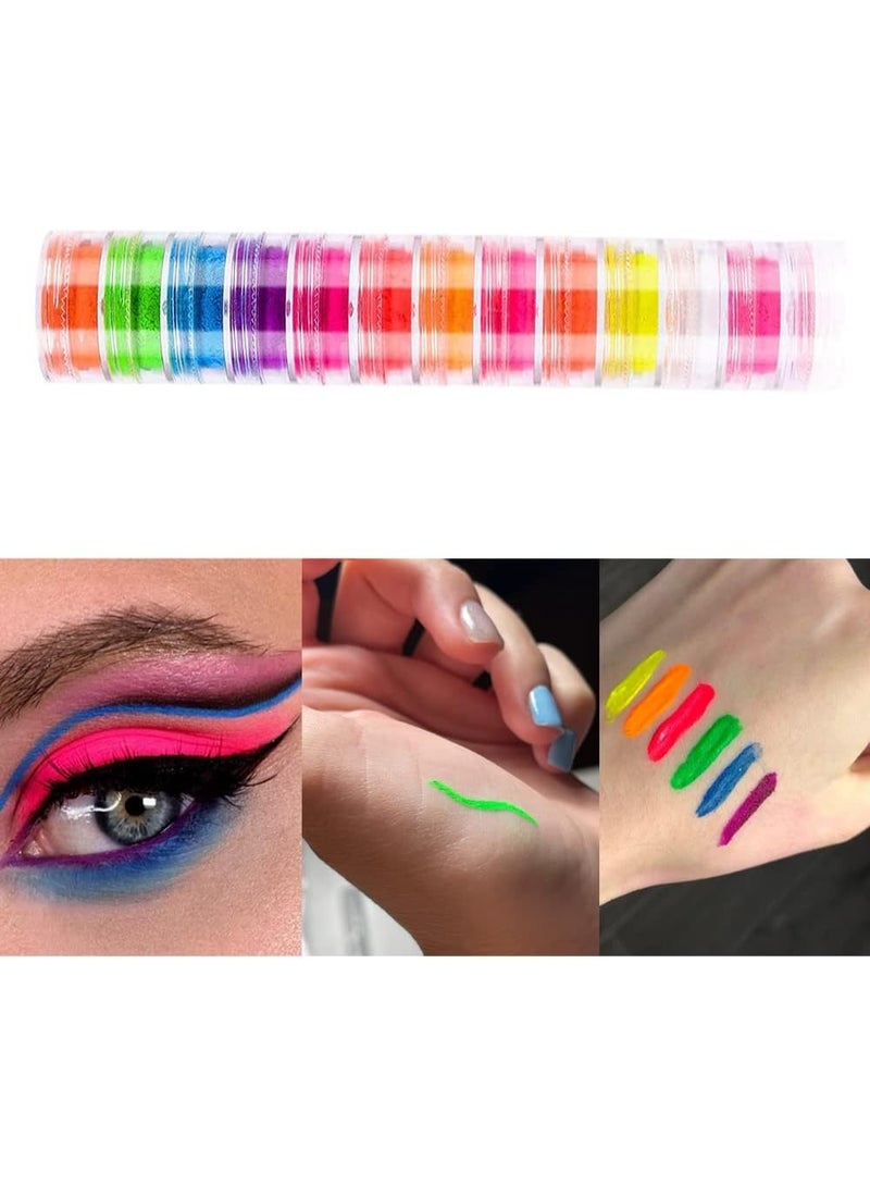 بودرة نيون ألوان الأظافر المتوهجة: تألقي بإشراقة لا مثيل لها! مضيئة للأظافر وللجسم  12 قطعة - Image 2