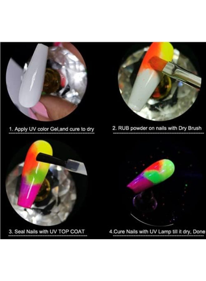 بودرة نيون ألوان الأظافر المتوهجة: تألقي بإشراقة لا مثيل لها! مضيئة للأظافر وللجسم  12 قطعة - Image 3