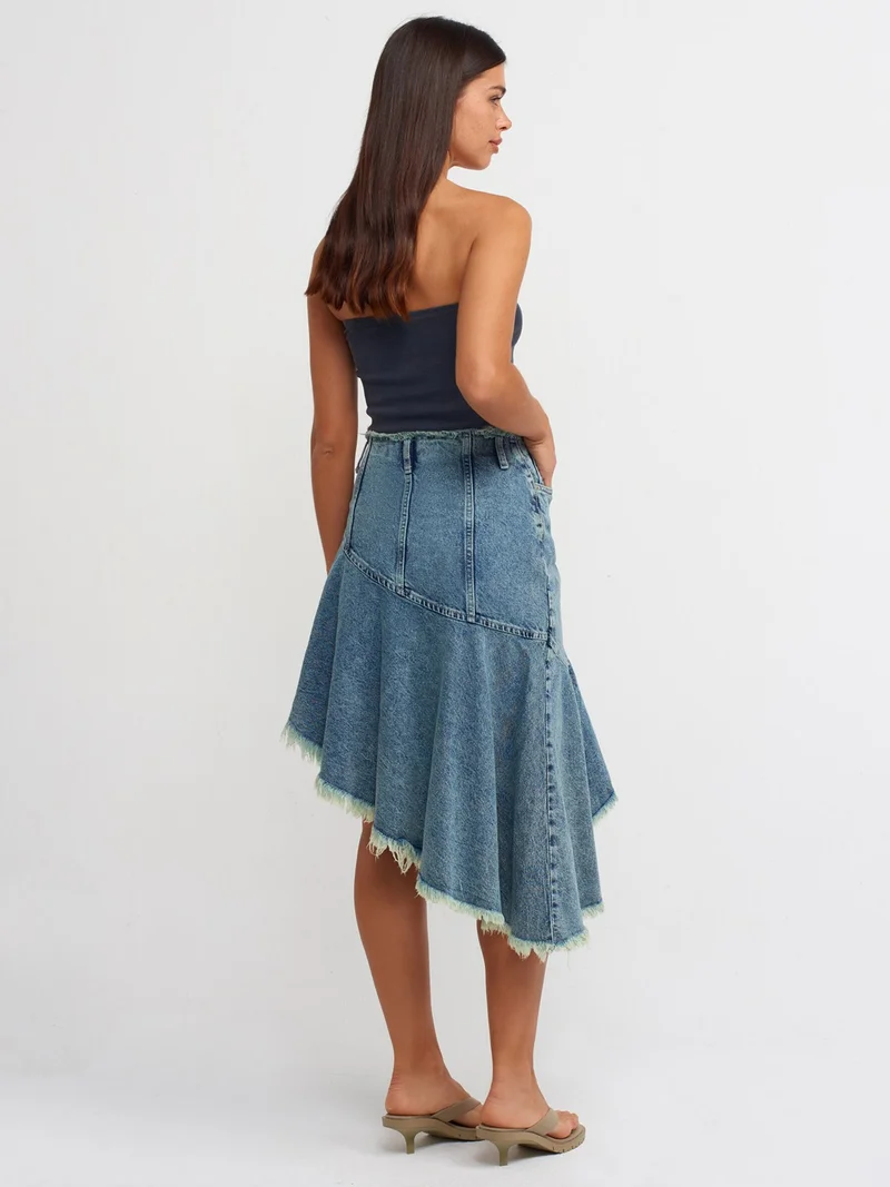 ديلفين 80547 Tint Wash Asymmetrical Denim Skirt-Tint