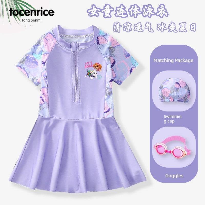 Children's Paw Paw Team Swimsuit Girls Swimsuit Girls Baby Fashion Swimsuit One-piece Dress Training Equipment Swimwear - Image 3