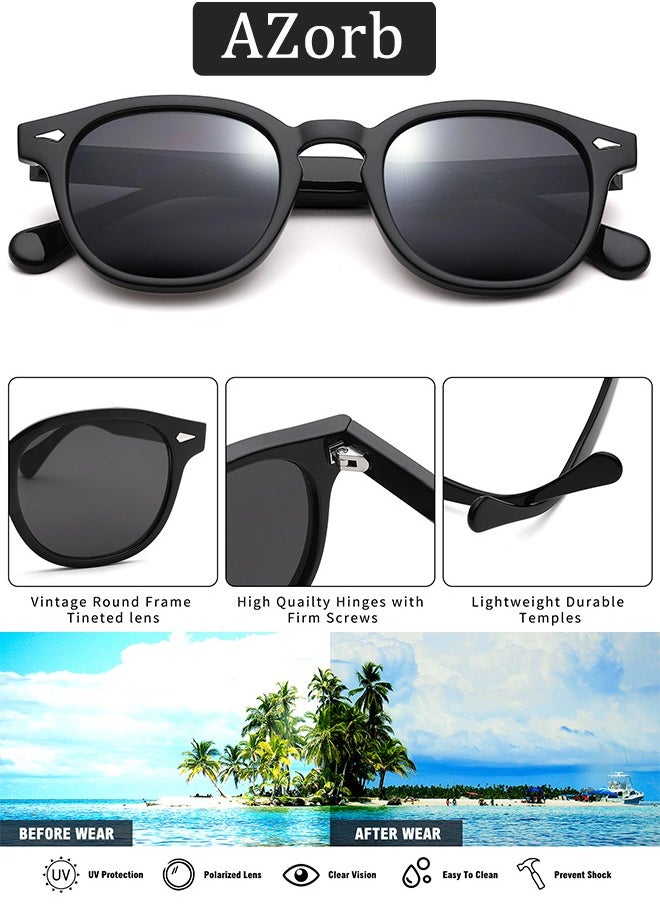 AZorb Round Sunglasses Men Women Retro Unique Design Sun Glassess for Men Women Metal Decoration Men's Sunglass Ladies Eyewear UV400 Protection Shades for Driving Travel Daily  - Image 2