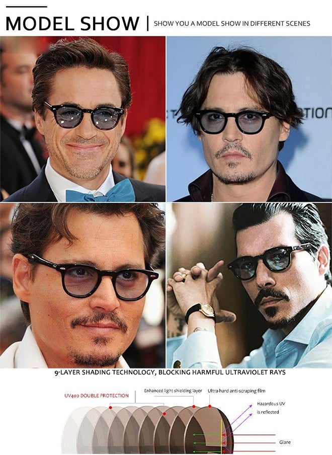 AZorb Round Sunglasses Men Women Retro Unique Design Sun Glassess for Men Women Metal Decoration Men's Sunglass Ladies Eyewear UV400 Protection Shades for Driving Travel Daily  - Image 3