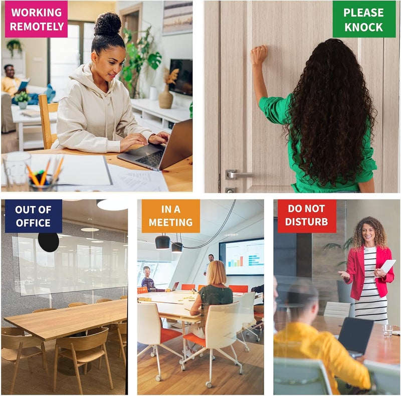 EliteSign Office Door Signs 6 Options Do Not Disturb, Please Knock, In A Meeting, Out Of Office, Working Remotely Back Soon Privacy Door Slider Sign For Meeting & Conference Room Silver - Image 5